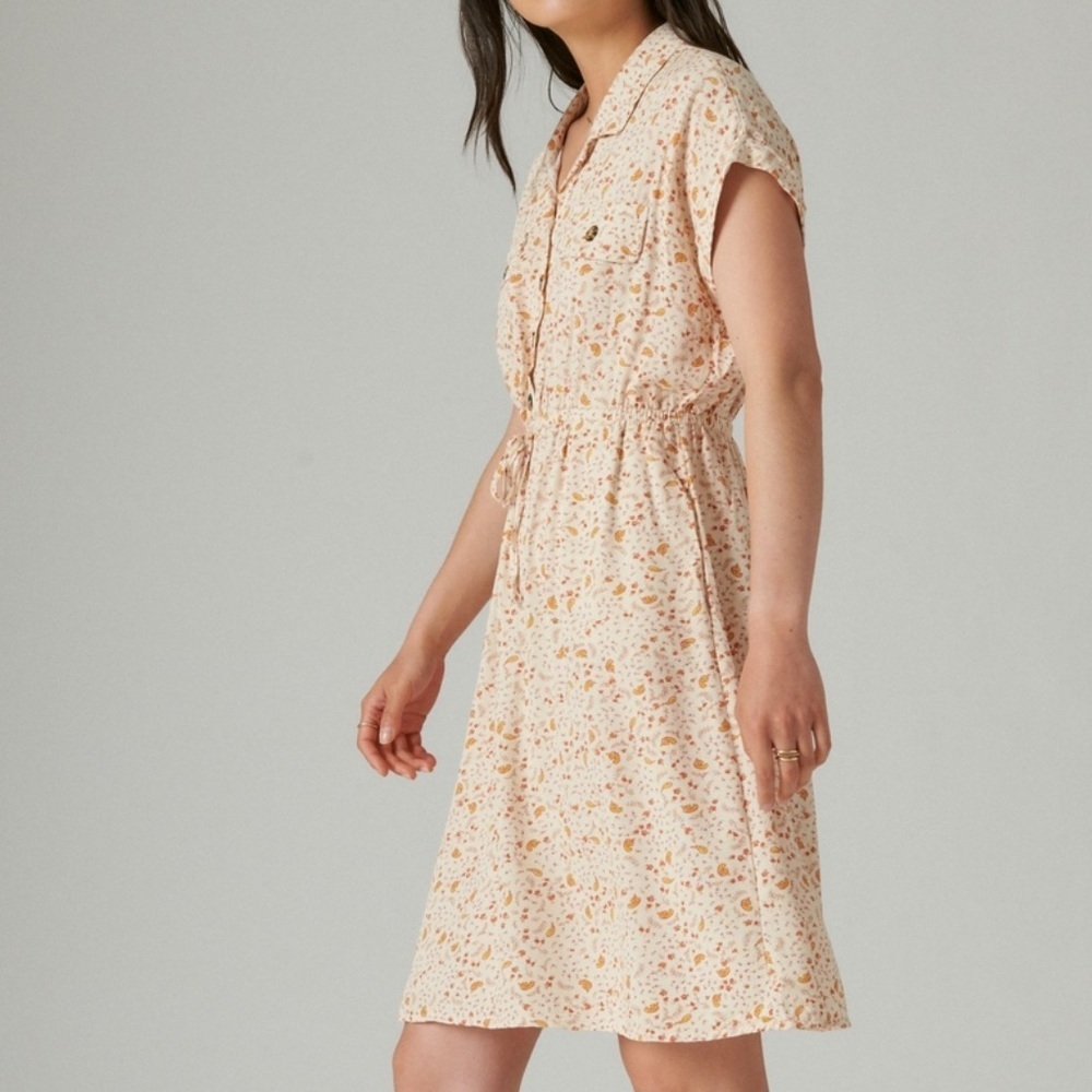 Printed Short Sleeve Shirt Dress - Picture 3 of 6